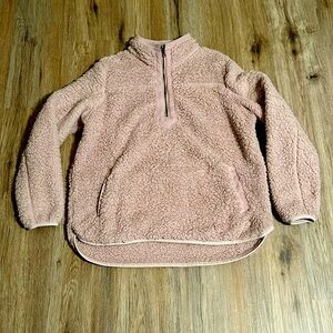 Time and Tru Light Pink Pullover Faux Sherpa Fleece Jacket Women Size XL